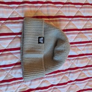 Ribbed Knit Beanie with Logo Patch